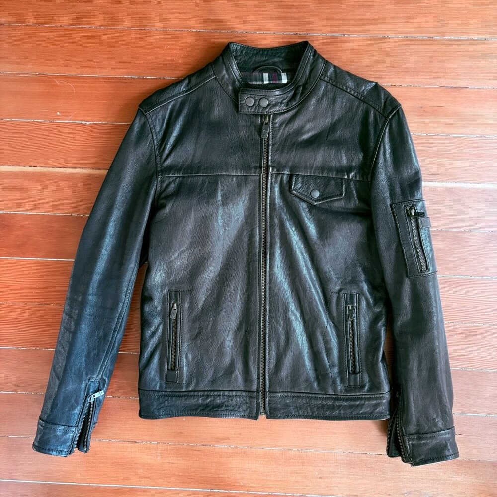 Ben Sherman Cafe Racer Leather Jacket [XS]